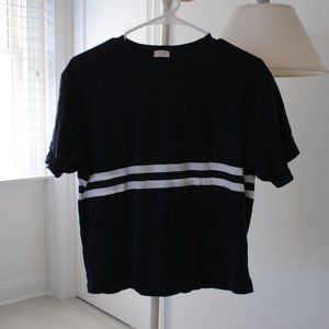 Brandy Melville Navy T-shirt with White Stripe